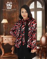 Women's Black Royel Silk & Georgette Top with Bow Neck – Festive Collection 2025